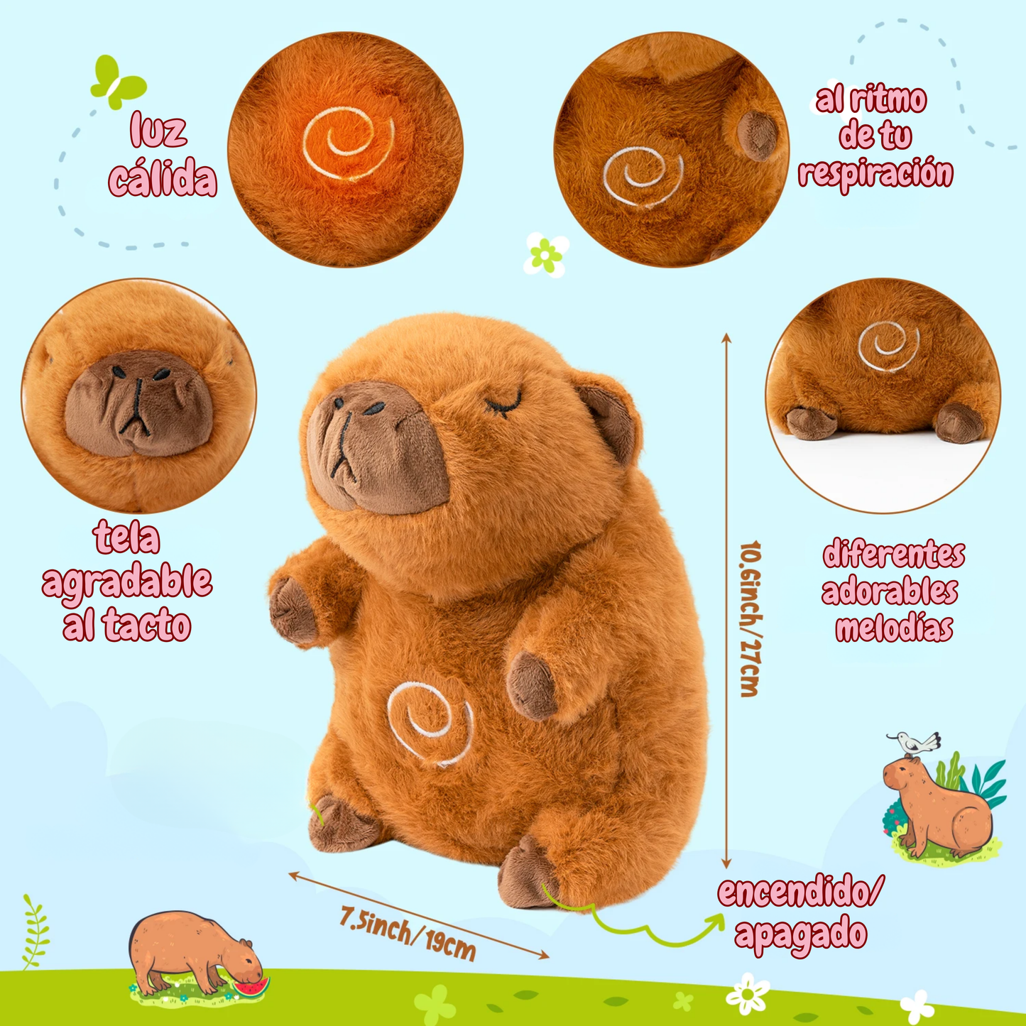 Capibara peluche que respira